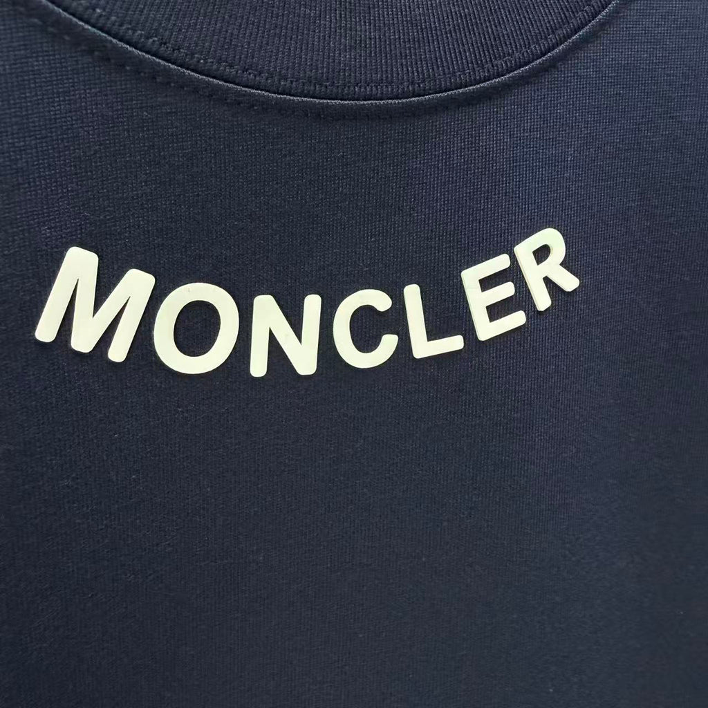 Moncler Lettering Logo T-Shirt Navy