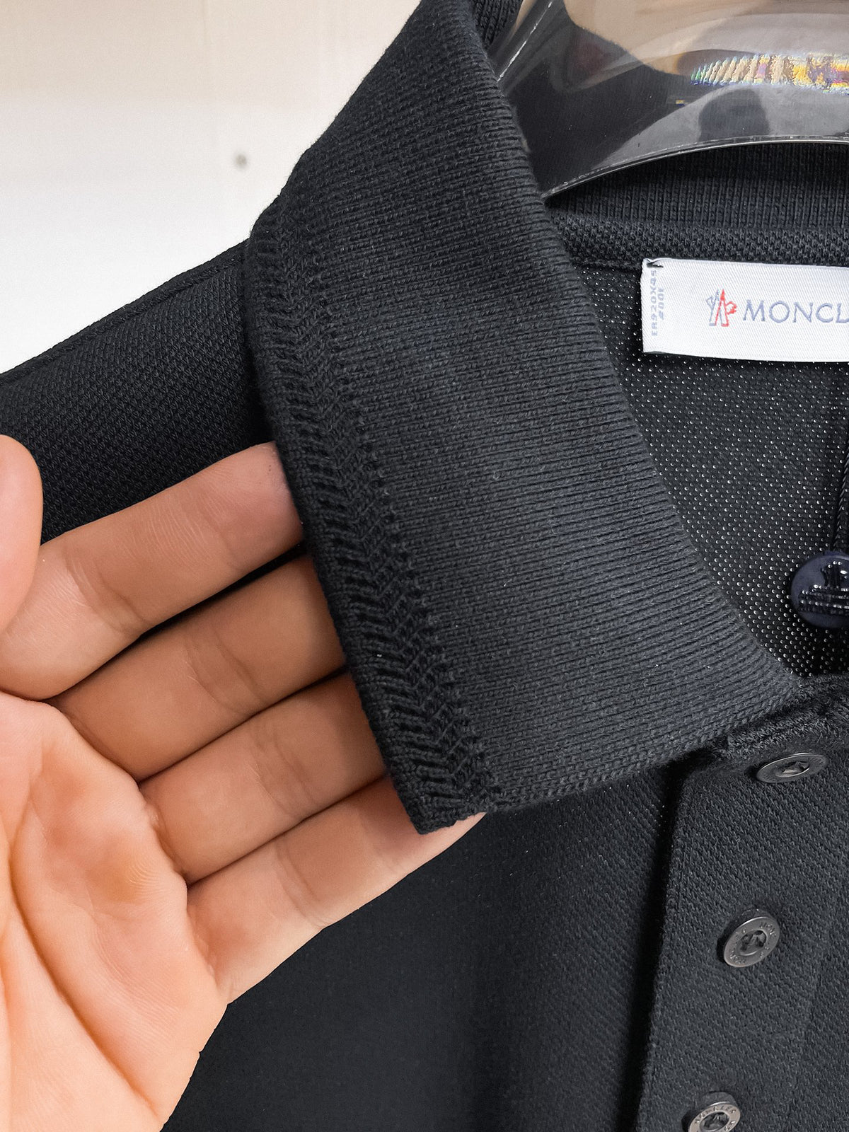 Moncler Logo‑Patch Short‑Sleeve Polo Shirt (Black)