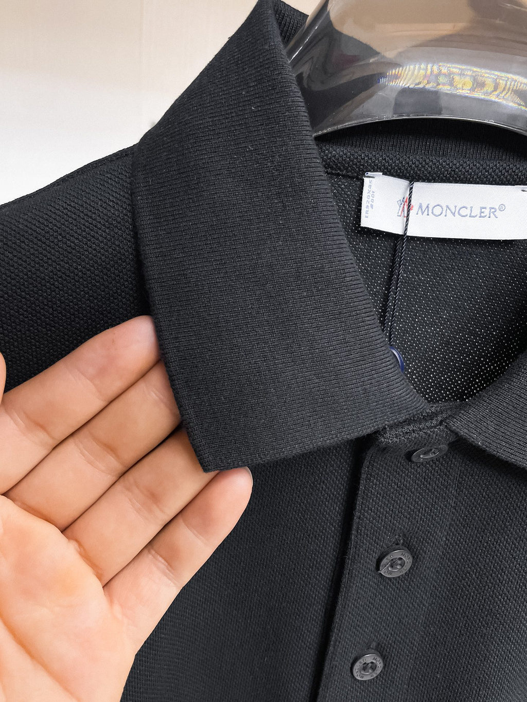 Moncler Badge Piqué Polo Shirt Black