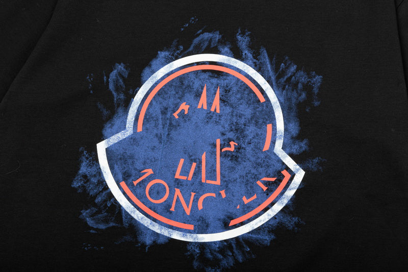 Moncler Watercolor Graffiti Logo Graphic Tee Black