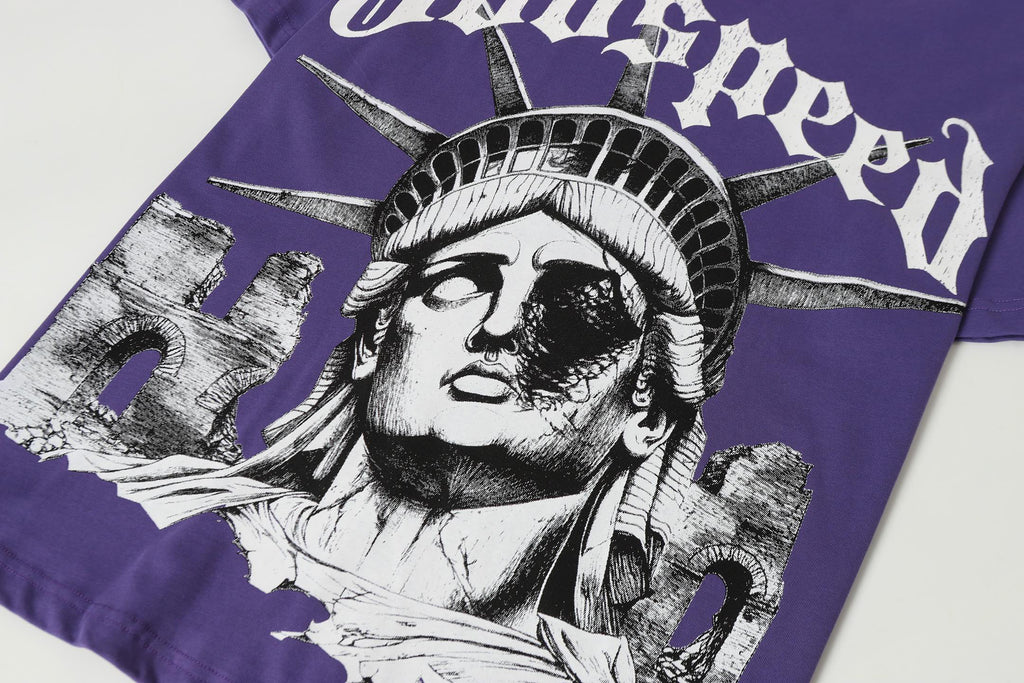 Godspeed Fallen Liberty Ruins Vintage Graphic Tee (Purple)