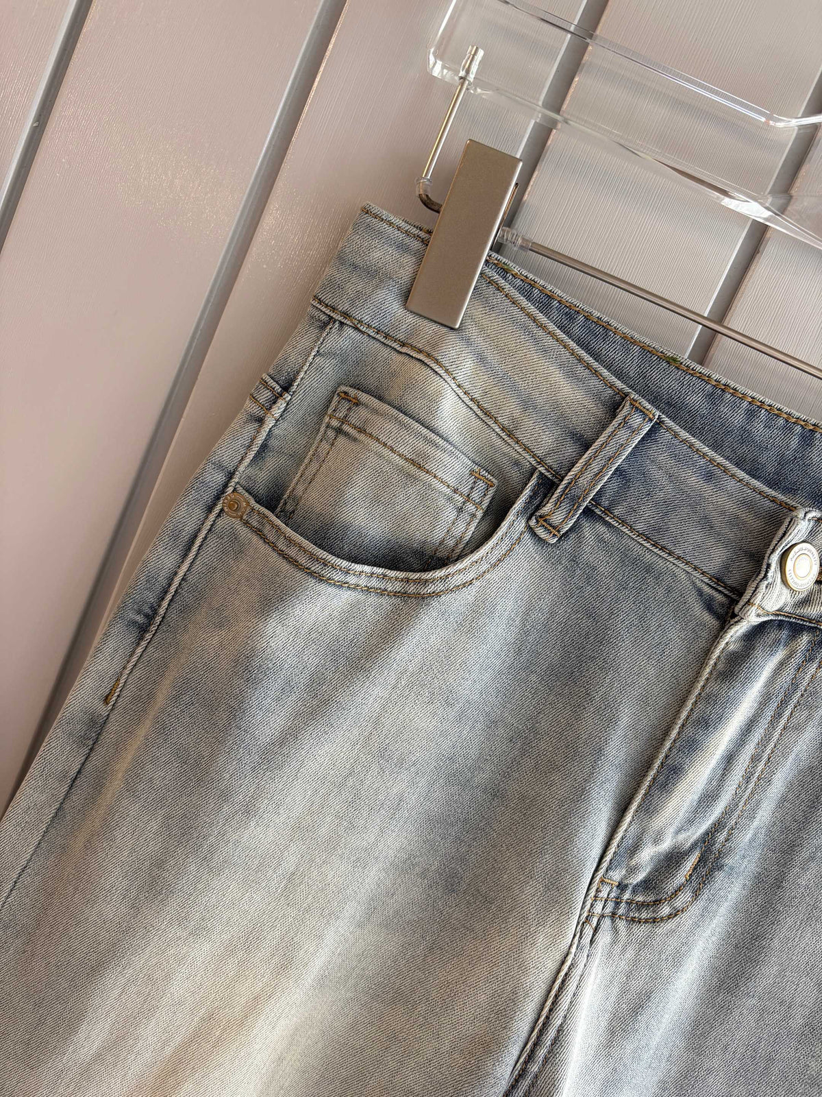 Moncler Light Wash Badge Denim Jeans