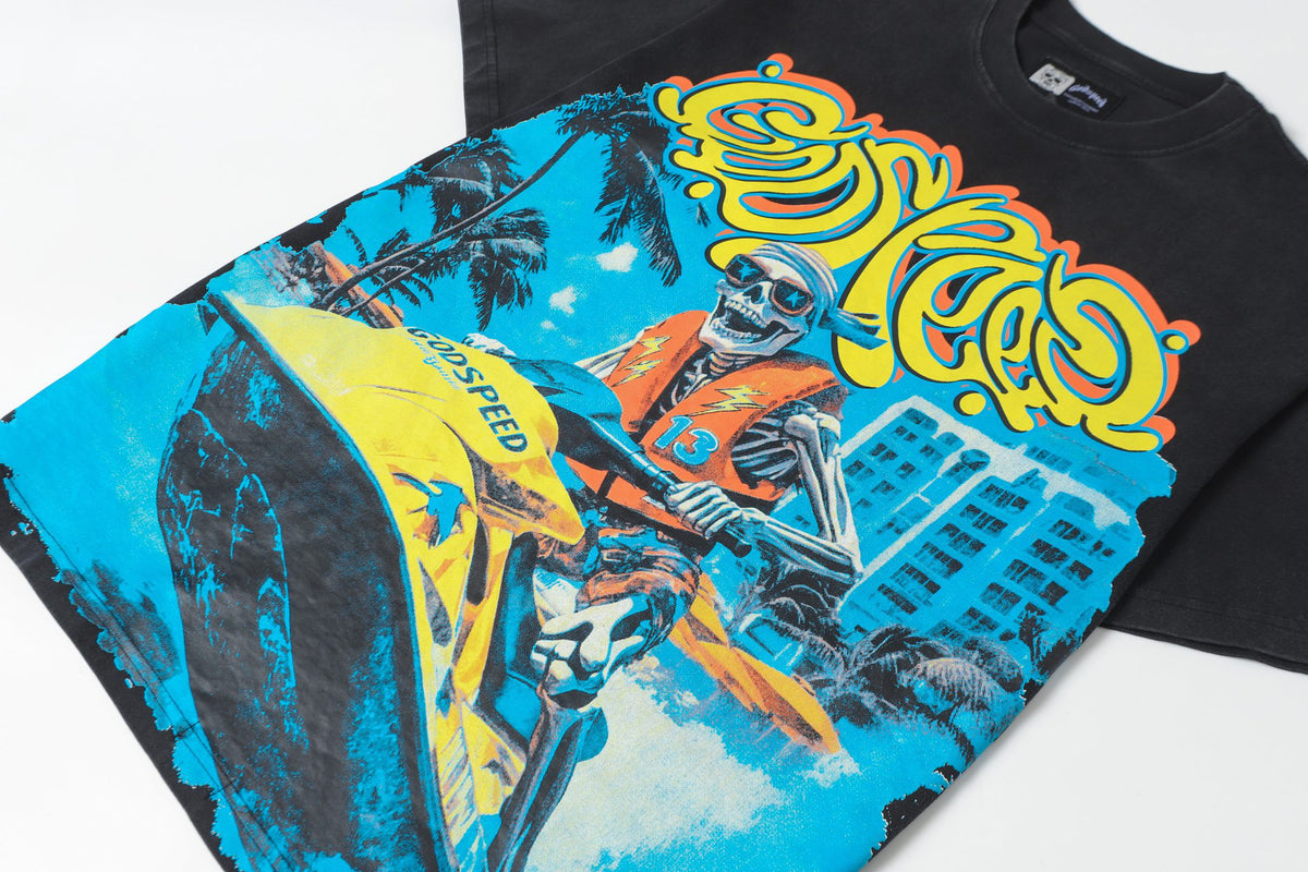 Godspeed Jet Ski Skeleton Miami Graphic Tee