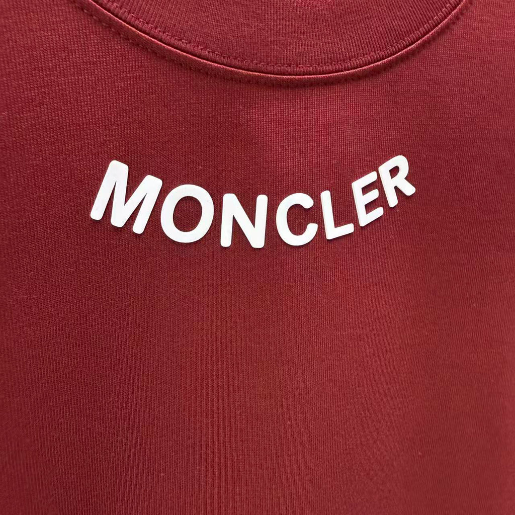 Moncler Lettering Logo T-Shirt Burgundy