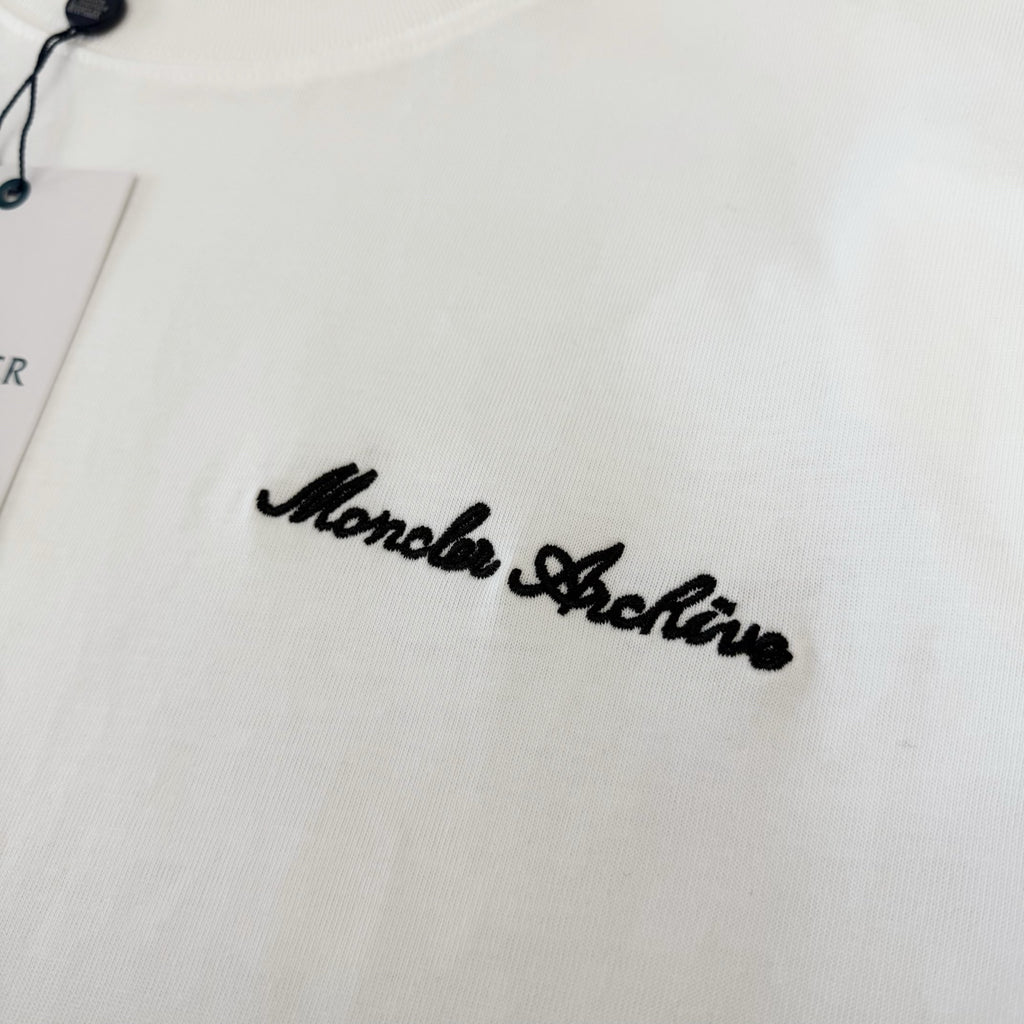 Moncler Shelton Logo Embroidered T-Shirt White