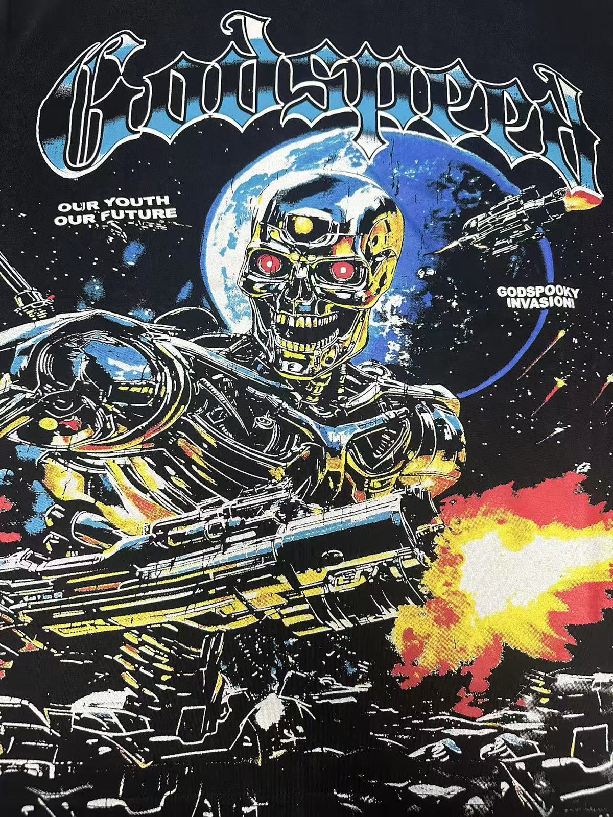 Godspeed Space Terminator Skeleton Warrior Short Sleeve Tee (Washed Black)