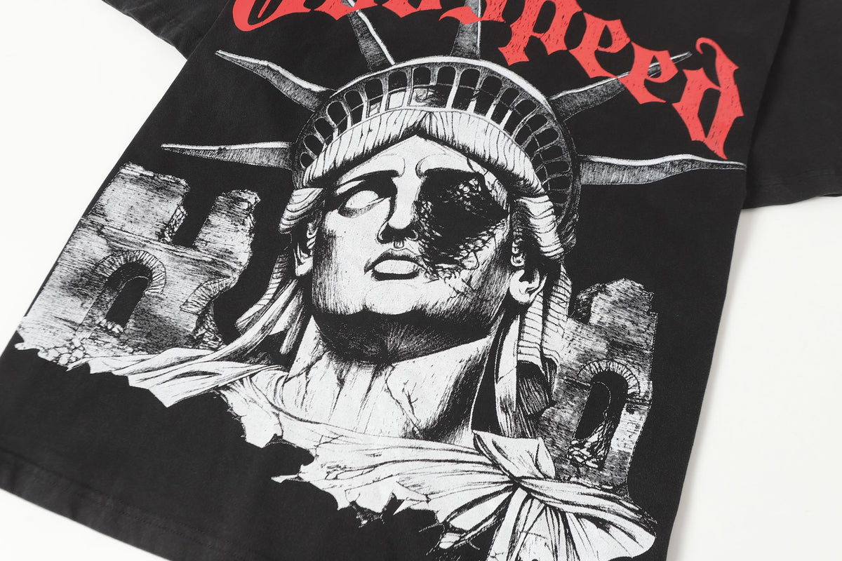 Godspeed Fallen Liberty Ruins Black Graphic Tee