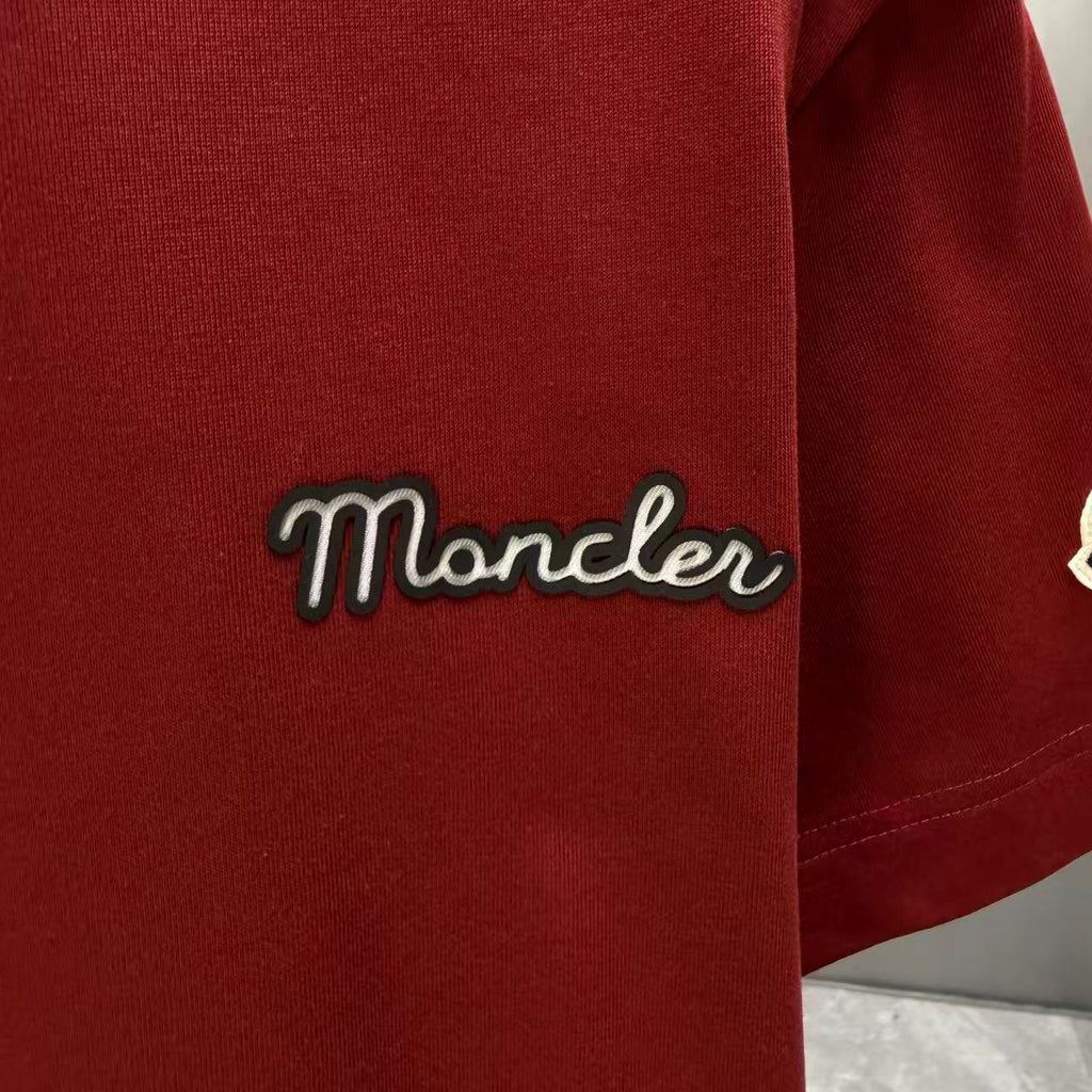 Moncler Script Logo T-Shirt Burgundy