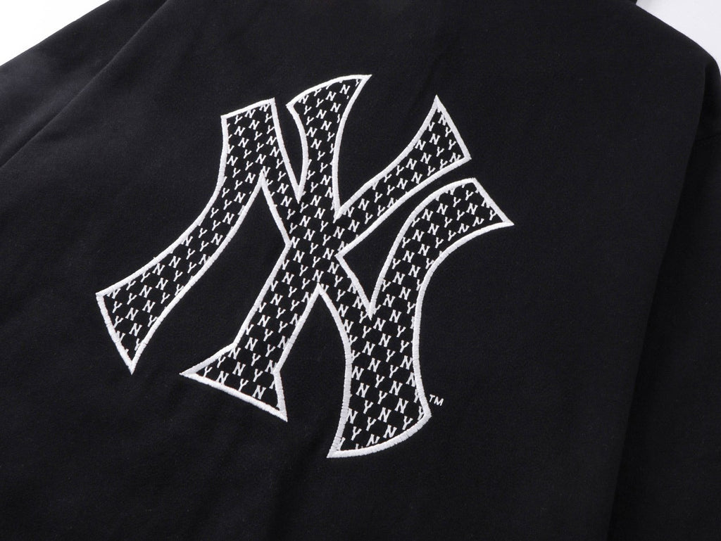 NY Yankees Diamond Mesh Fill Back Logo Zip-Up Hoodie