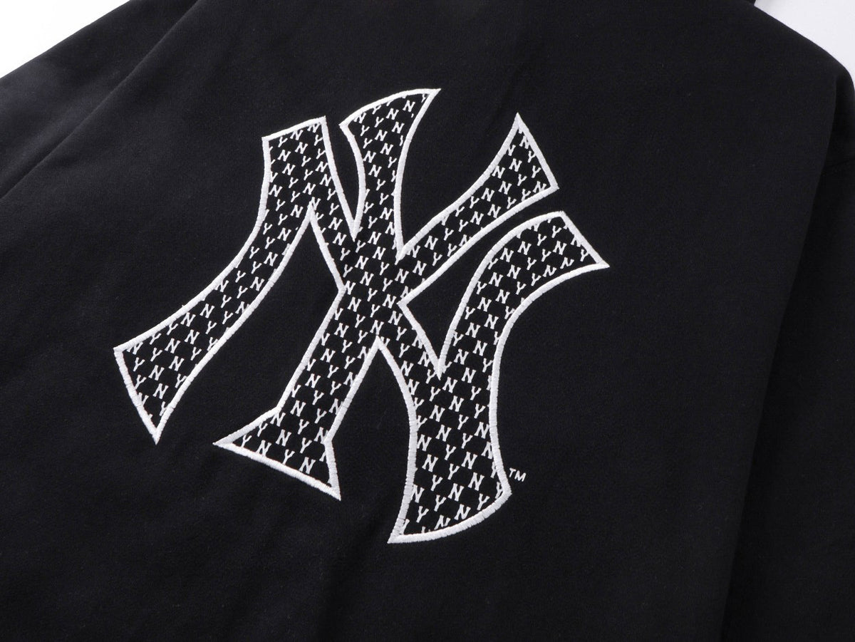 NY Yankees Diamond Mesh Fill Back Logo Zip-Up Hoodie