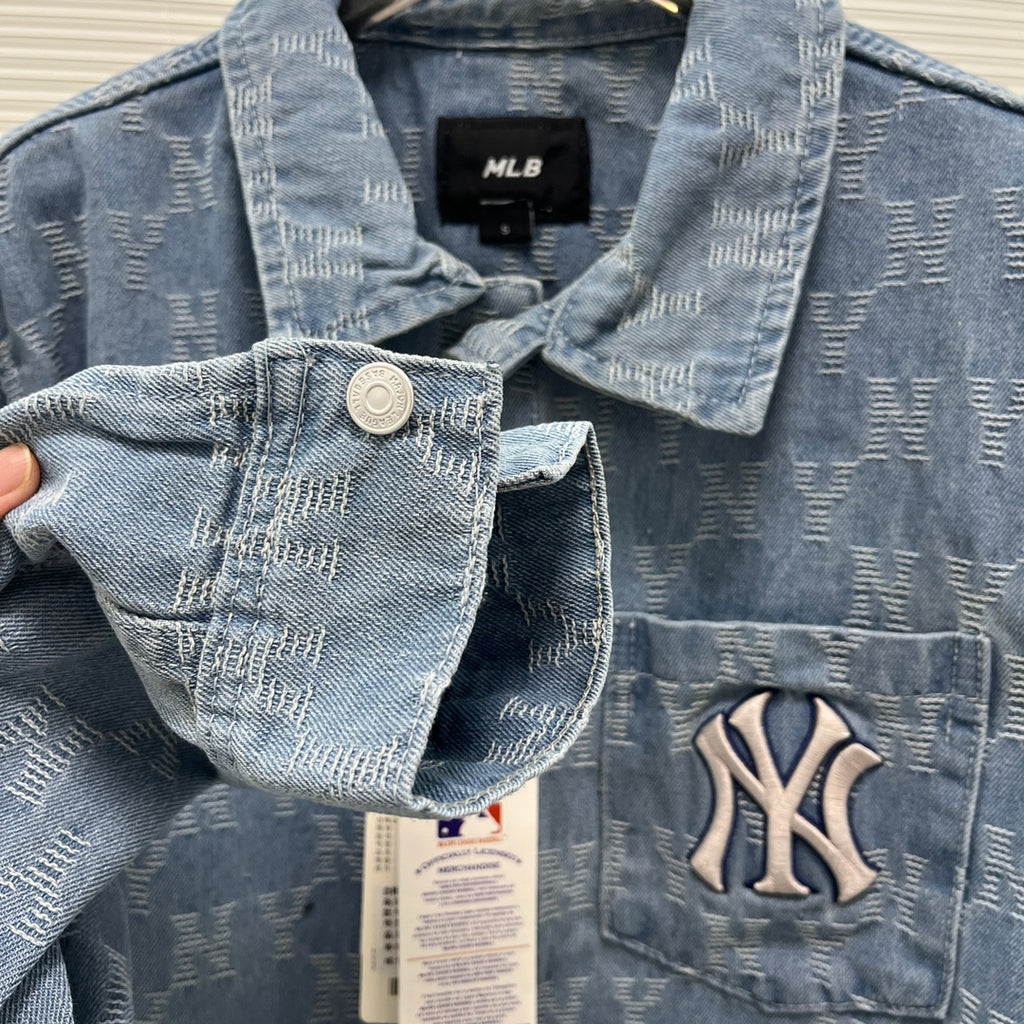 NY Yankees All-Over Monogram Denim Shirt Jacket