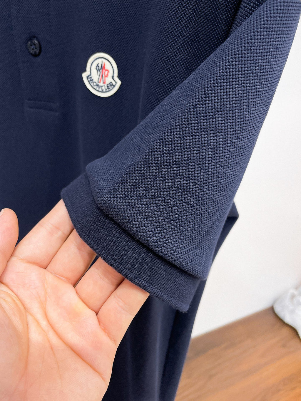 Moncler Badge Piqué Polo Shirt Navy