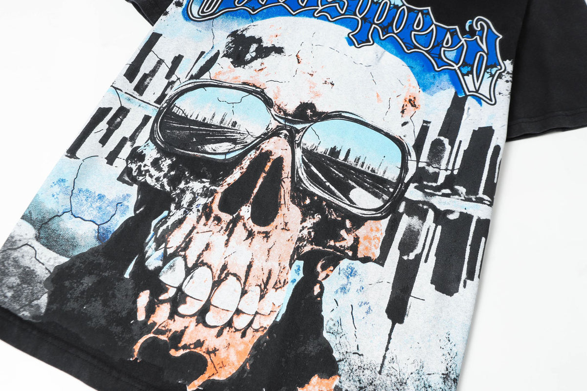 Godspeed Skull Graphic Vintage Washed Tee