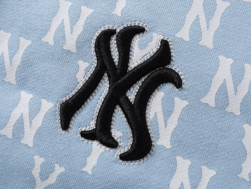 NY Yankees All-Over Monogram Print Zip-Up Hoodie