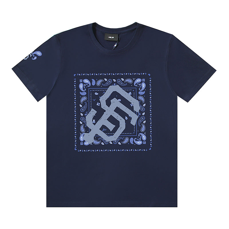 MLB Square Paisley Frame Logo Cotton Crew‑Neck Short‑Sleeve T‑Shirt