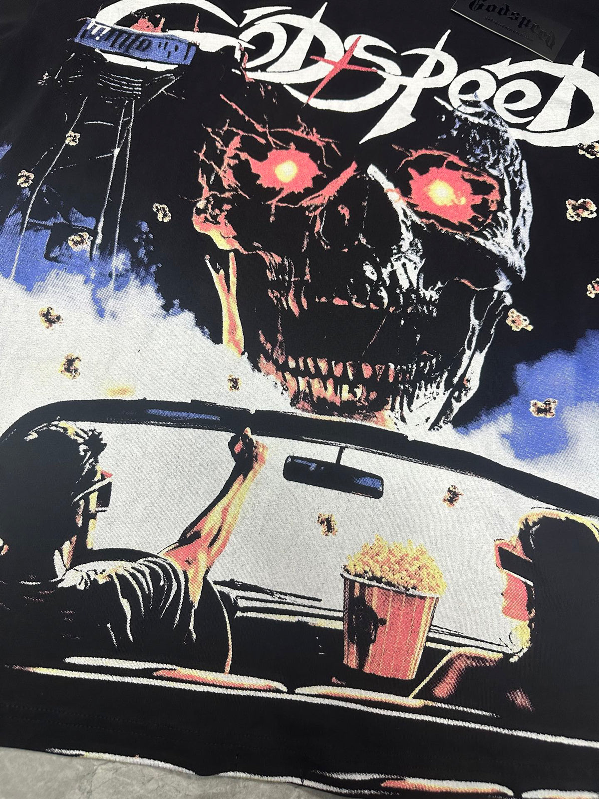 Godspeed Drive‑In Movie Skull Vintage Graphic Tee