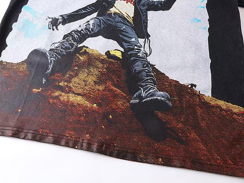 Godspeed Mountain Rock Skeleton Short‑Sleeve T‑Shirt (Black)