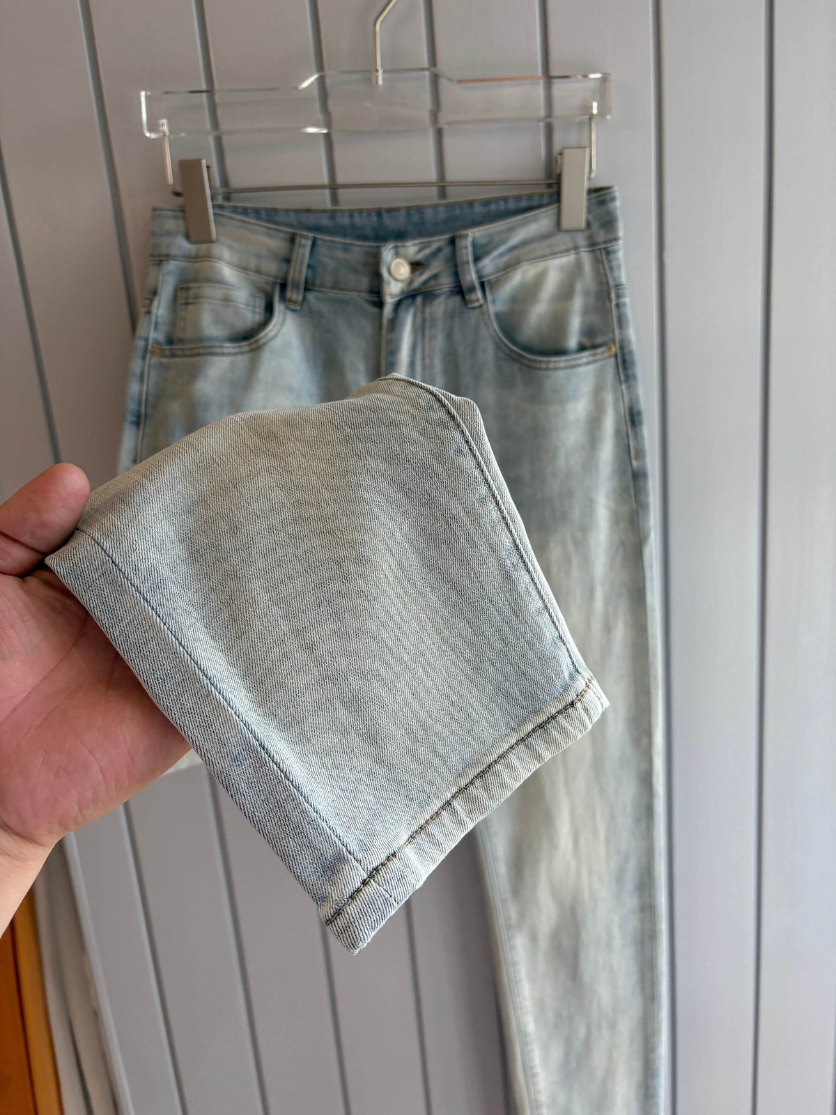 Moncler Light Wash Badge Denim Jeans