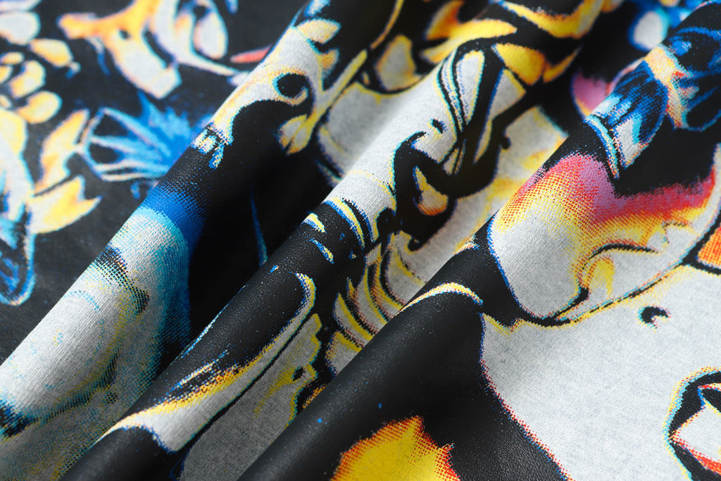Godspeed Psychedelic Floral Skull Short‑Sleeve T‑Shirt (Black)