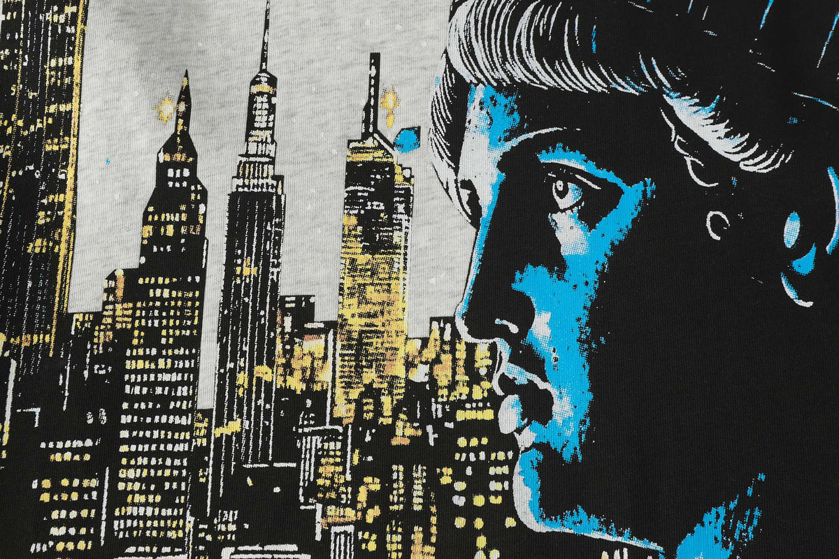 Godspeed Night NYC Statue Of Liberty Back‑Print Short Sleeve Tee (Heather Grey)