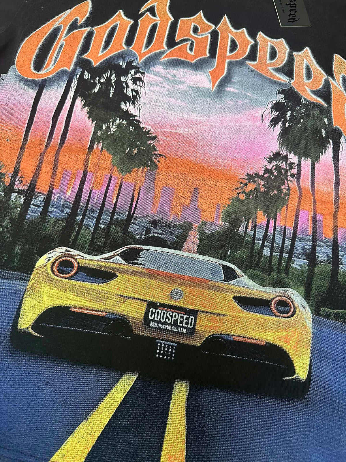 Godspeed Sunset LA Ferrari Highway Vintage Graphic Tee