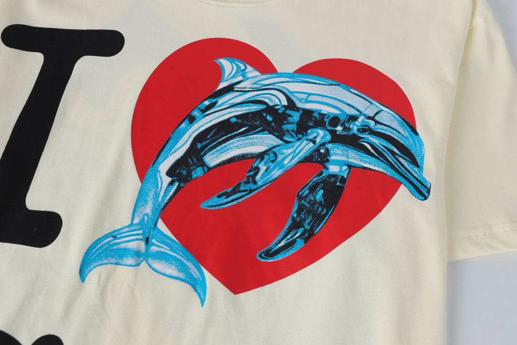 Godspeed I Love GS Dolphin Graphic T‑Shirt (Cream)