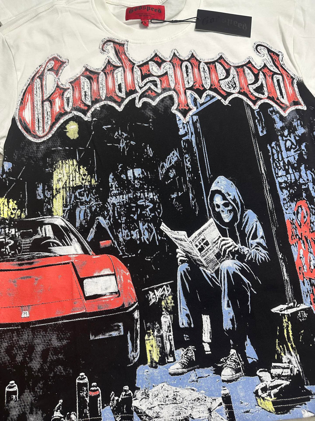 Godspeed Street Reaper Reader Short Sleeve Tee (Vintage White)