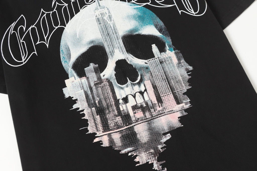 Godspeed NYC Skull Skyline Vintage Graphic Tee