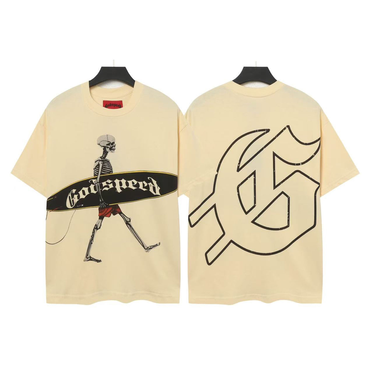 Godspeed Surfer Skeleton Double‑Sided Vintage Short‑Sleeve Tee
