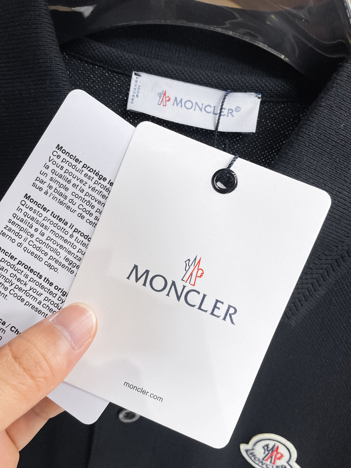 Moncler Logo‑Patch Short‑Sleeve Polo Shirt (Black)