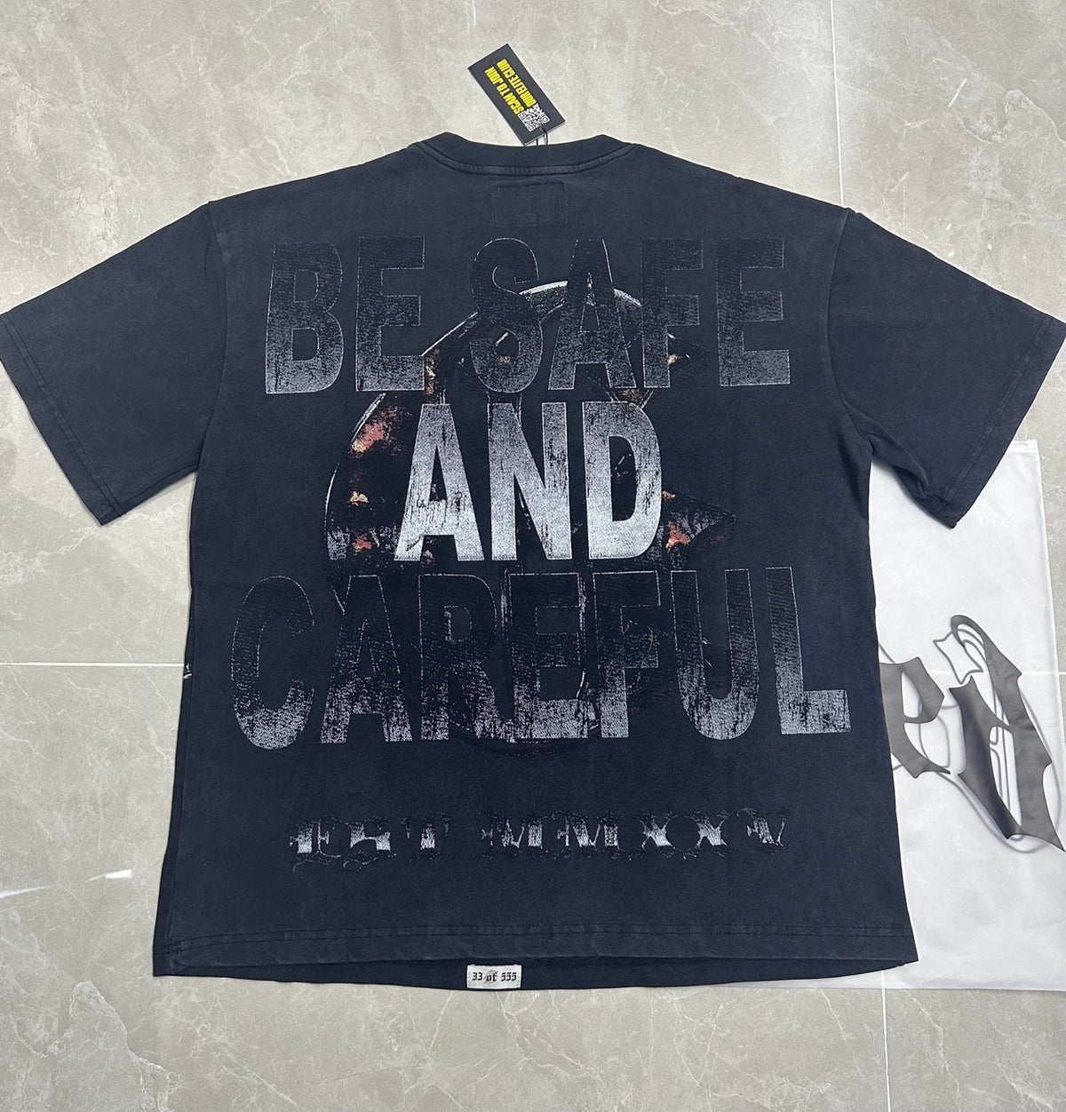Godspeed Hollywood Pray For Los‑Angeles Vintage Short‑Sleeve Tee (Washed Black)