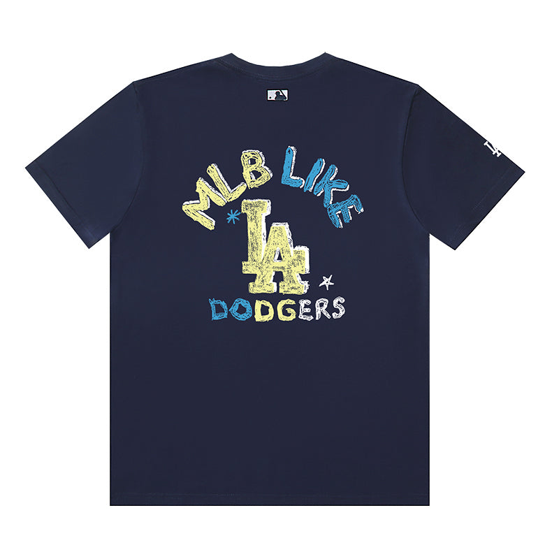 MLB Multicolor Letter Graphic Cotton Short‑Sleeve T‑Shirt