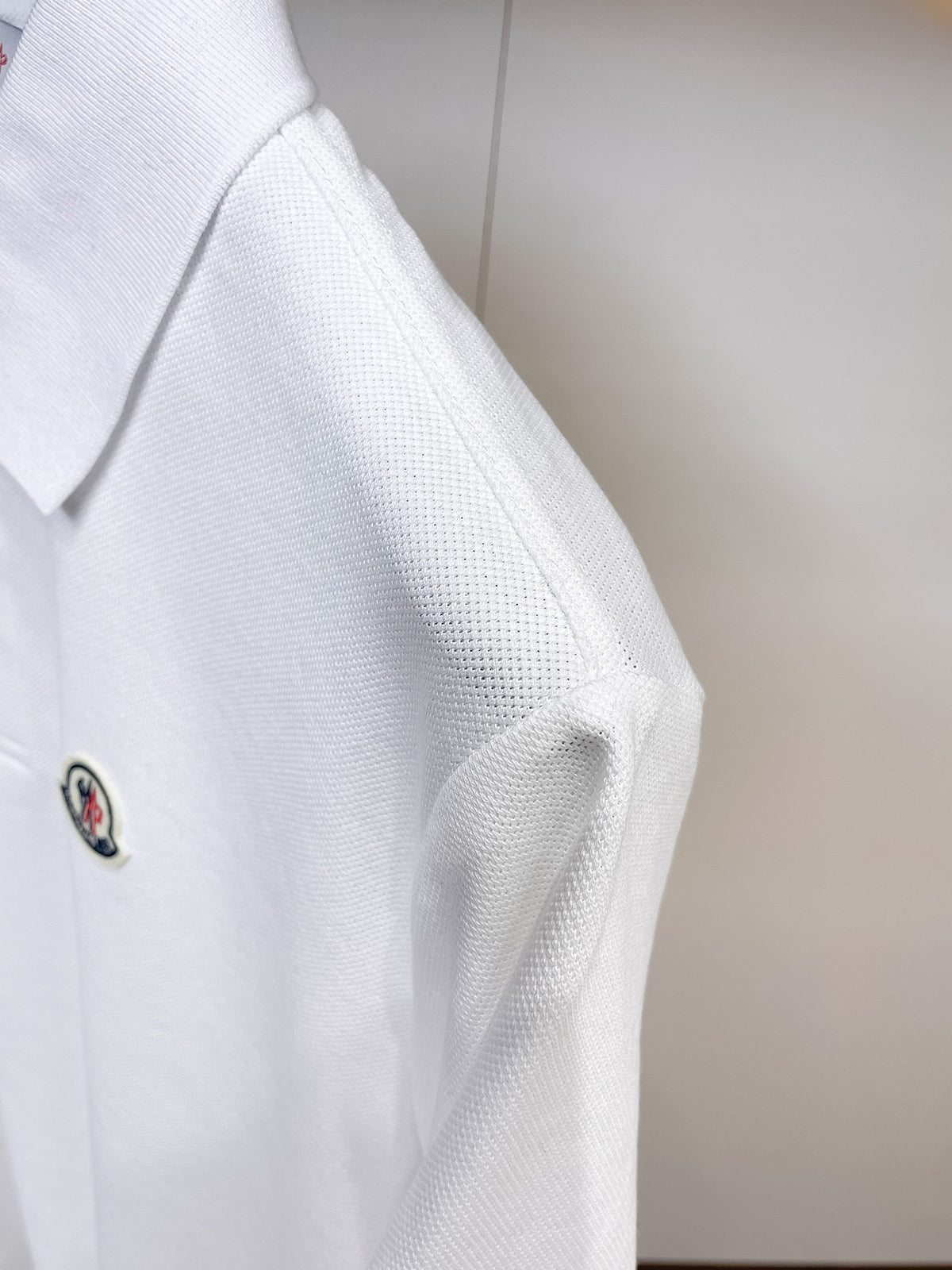 Moncler Badge Piqué Polo Shirt White