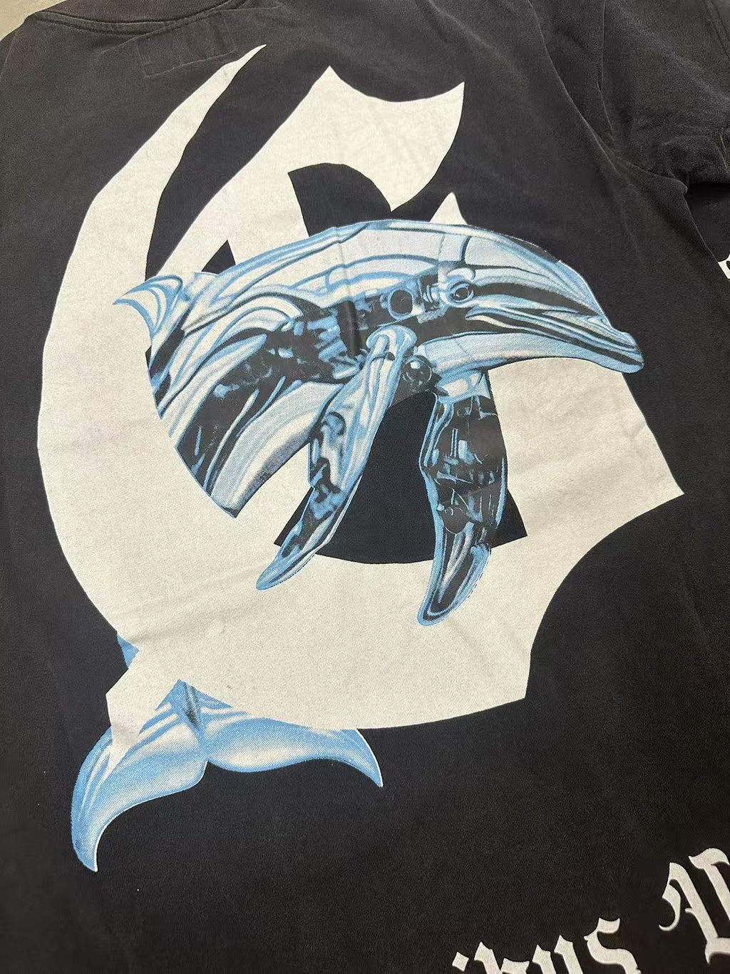 Godspeed I Love GS Dolphin Graphic T‑Shirt (Washed Black)