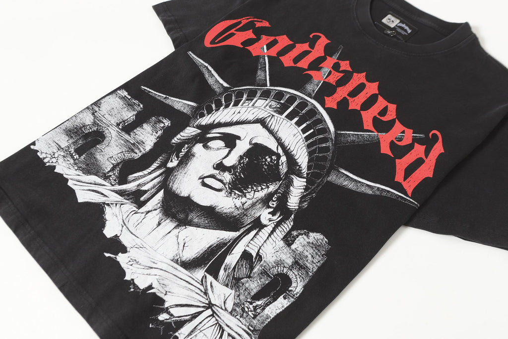 Godspeed Fallen Liberty Ruins Black Graphic Tee