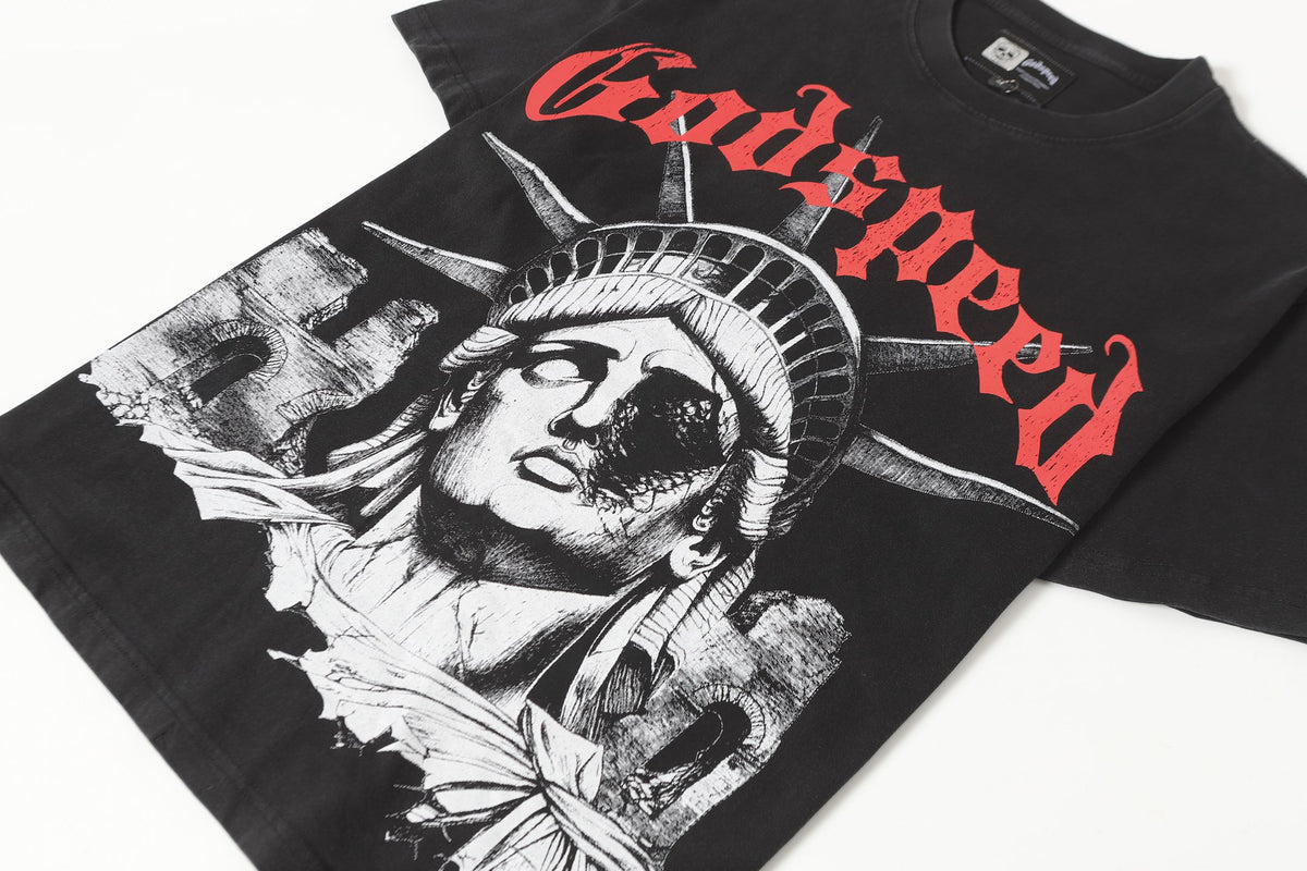 Godspeed Fallen Liberty Ruins Black Graphic Tee