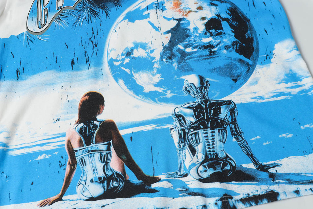 Godspeed Robot Earth View Short‑Sleeve T‑Shirt (White)