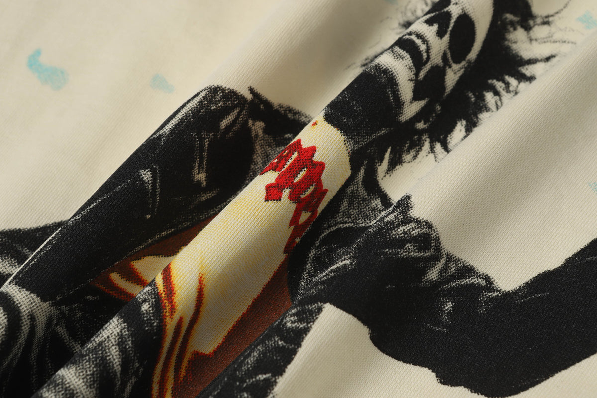 Godspeed Rock Skeleton Mountain Short‑Sleeve T‑Shirt (Cream)