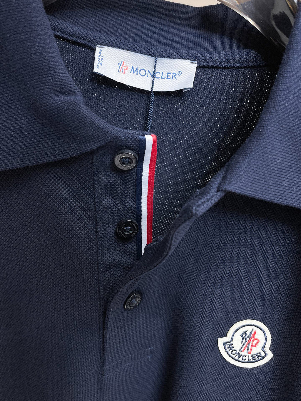 Moncler Badge Piqué Polo Shirt Navy