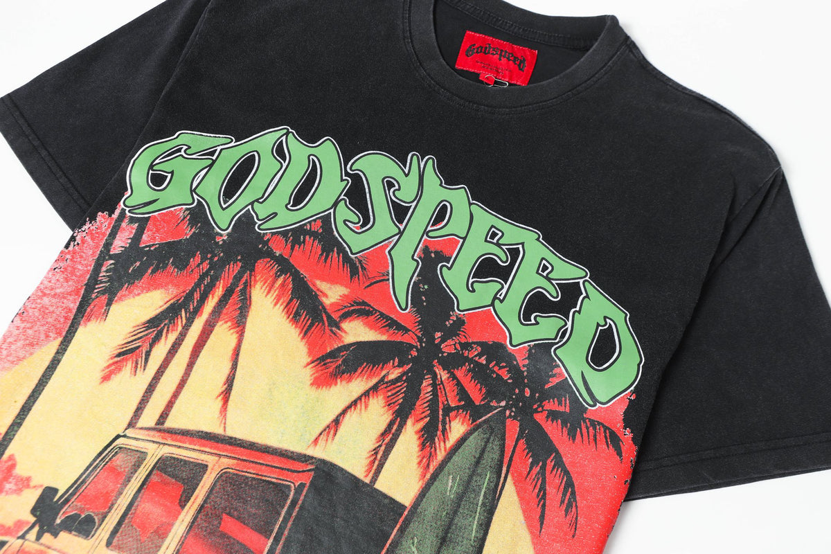 Godspeed Beach SUV Surfboard Short Sleeve Tee (Washed Black)