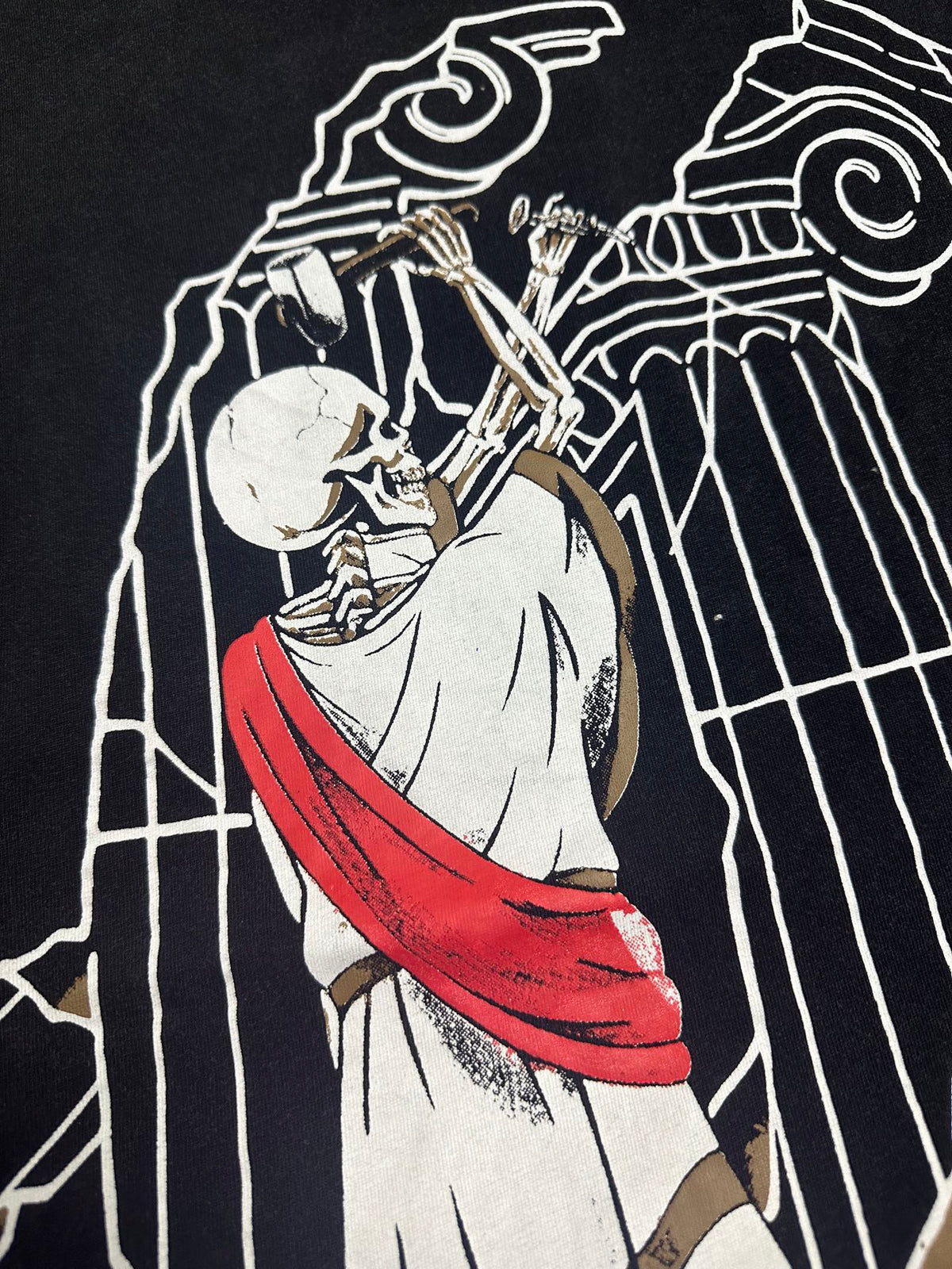 Godspeed Roman Skeleton Ruins Vintage Short‑Sleeve Tee (Washed Black)