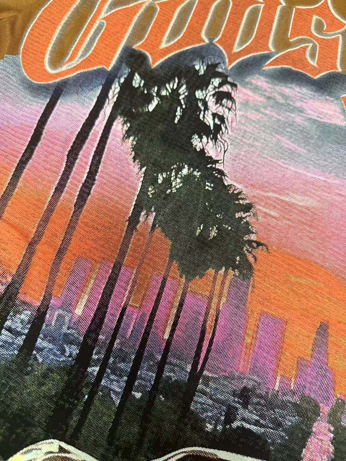Godspeed Sunset LA Ferrari Highway Vintage Graphic Tee (Brown)