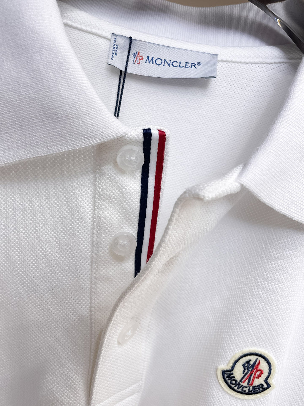 Moncler Badge Piqué Polo Shirt White