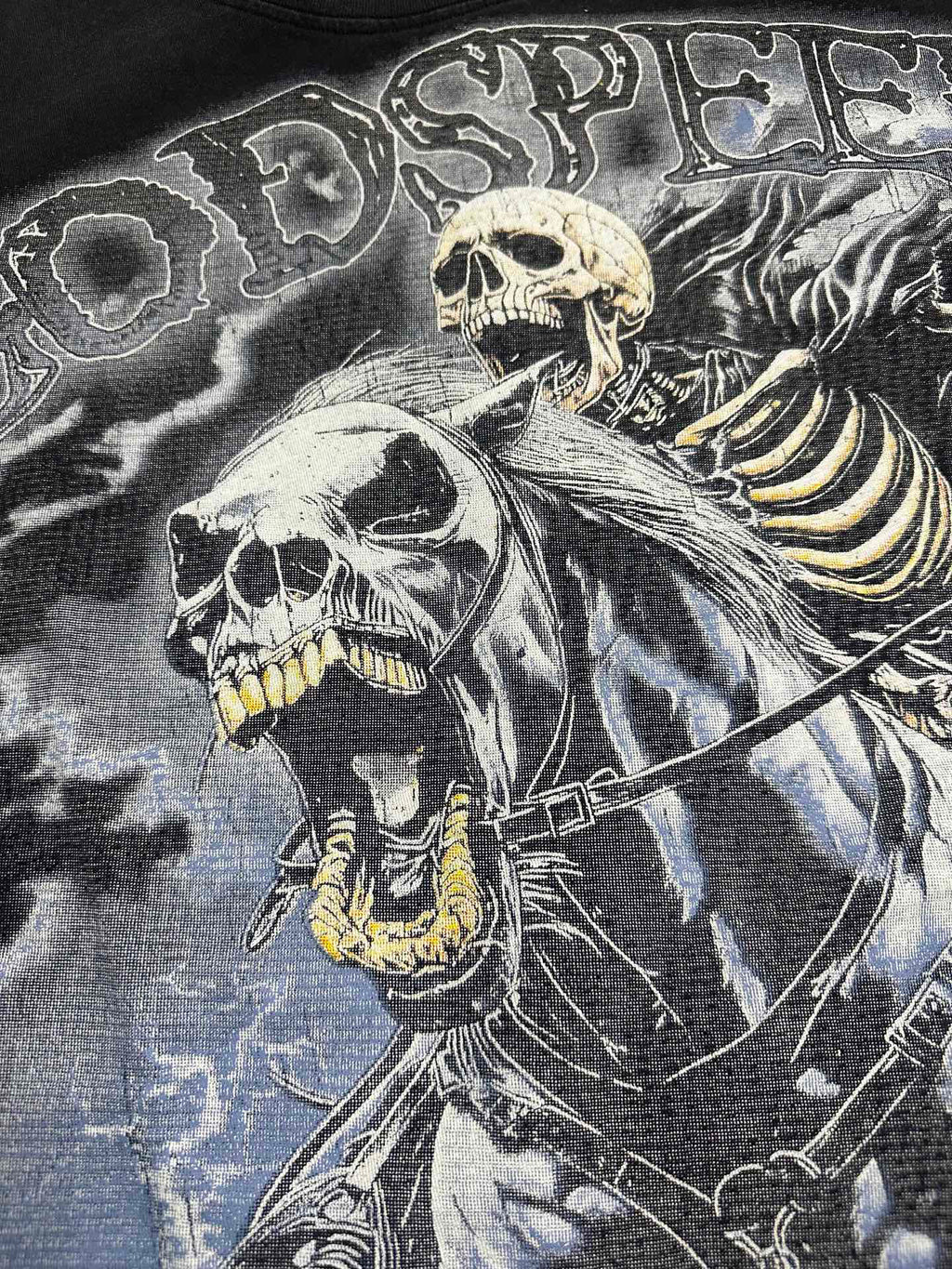 Godspeed Skeleton Horseman Vintage Short‑Sleeve Tee (Washed Black)