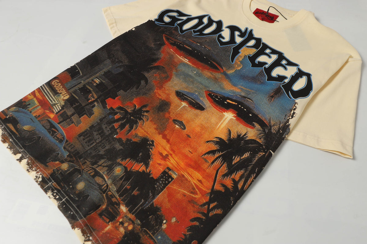 Godspeed UFO Miami Invasion Graphic T‑Shirt (Cream)