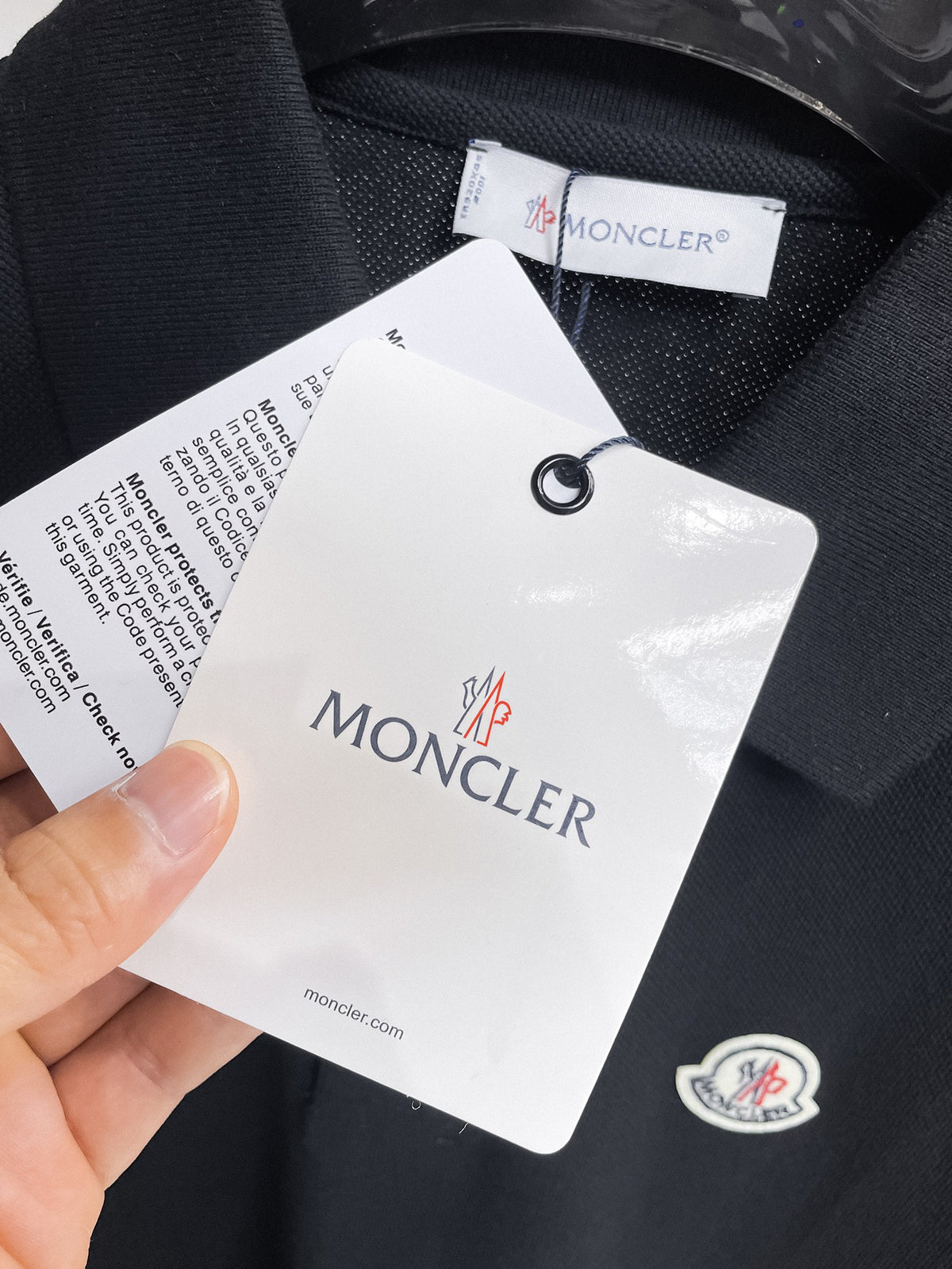 Moncler Badge Piqué Polo Shirt Black