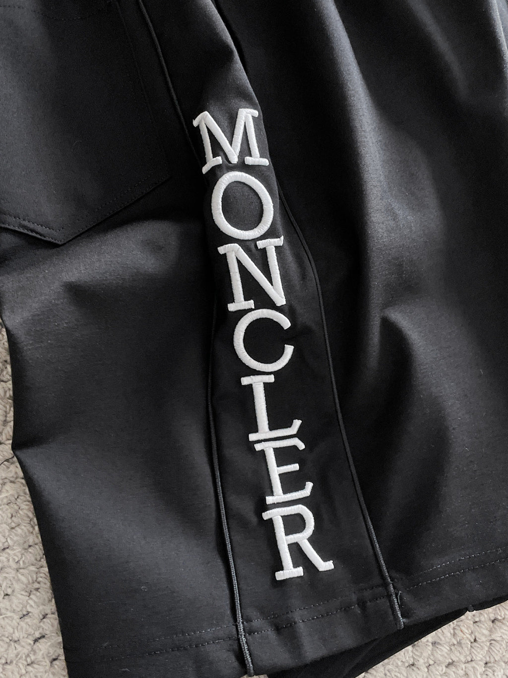 Moncler Logo Embroidered Drawstring Shorts White