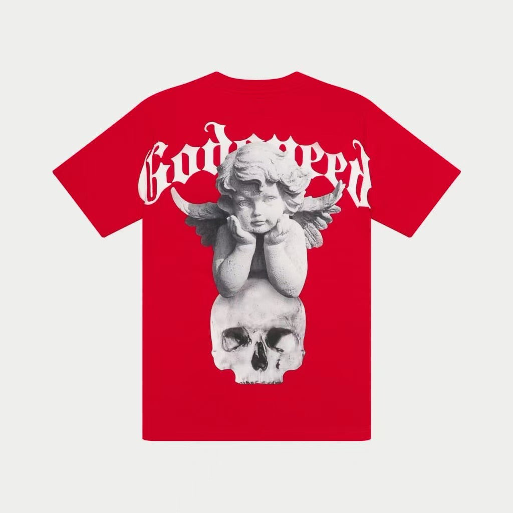 Godspeed Cherub Skull Red Vintage Graphic Tee
