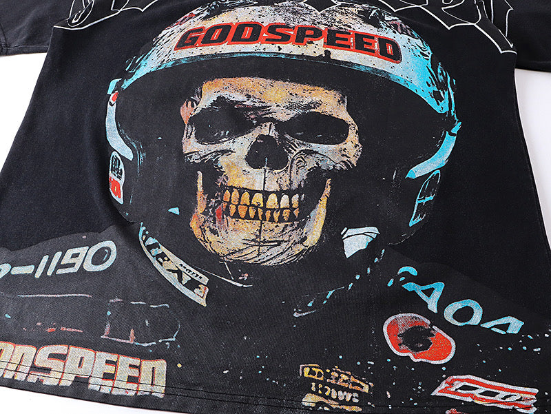 Godspeed Racer Skull Vintage Washed Graphic Tee