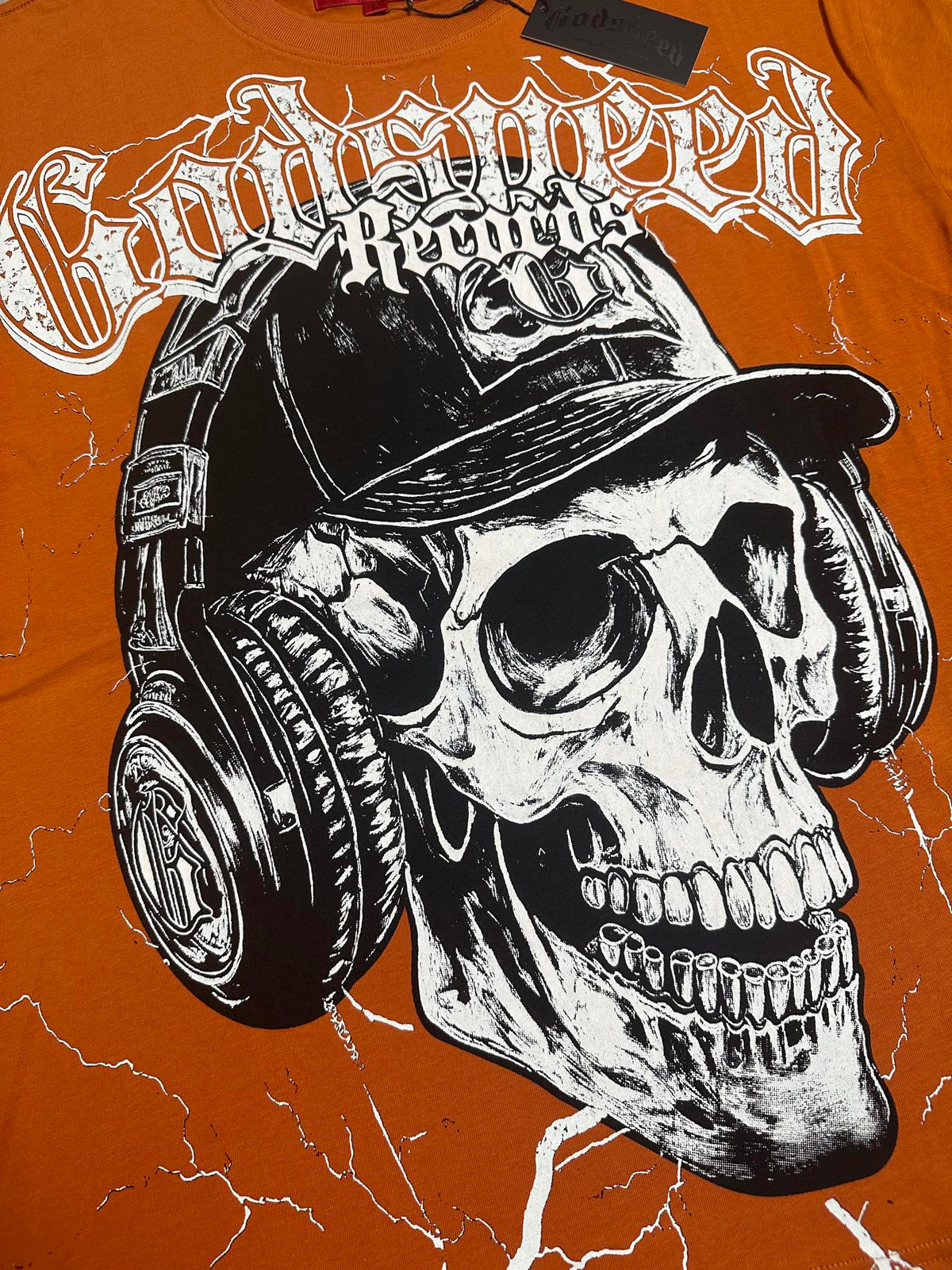 Godspeed Records Headphone Skull Short Sleeve Tee (Rust Orange)
